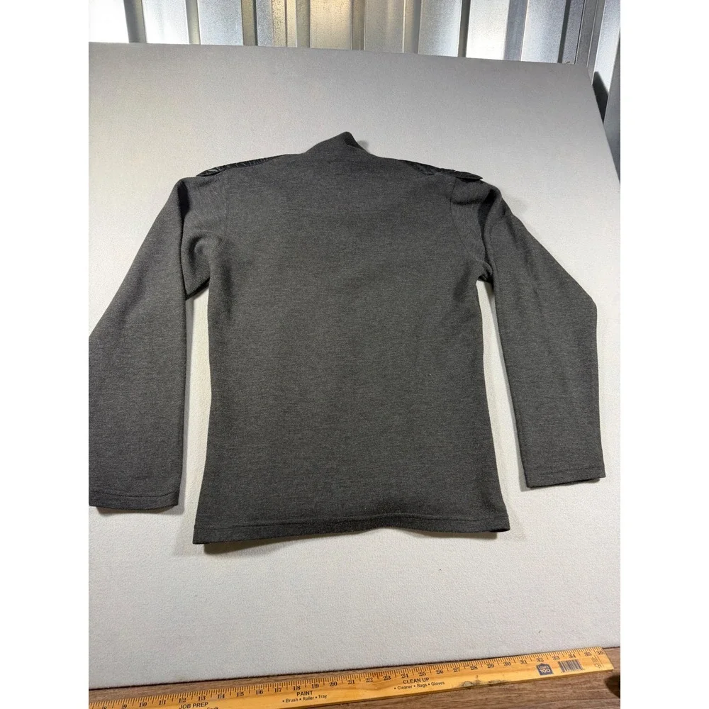 Gianni Versace Mens XL Gray Knit Quarter Button Mock Neck Pullover Long Sleeve